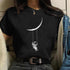 Moon Graphic Printed T Shirt for Women-Casual Tee Shirt